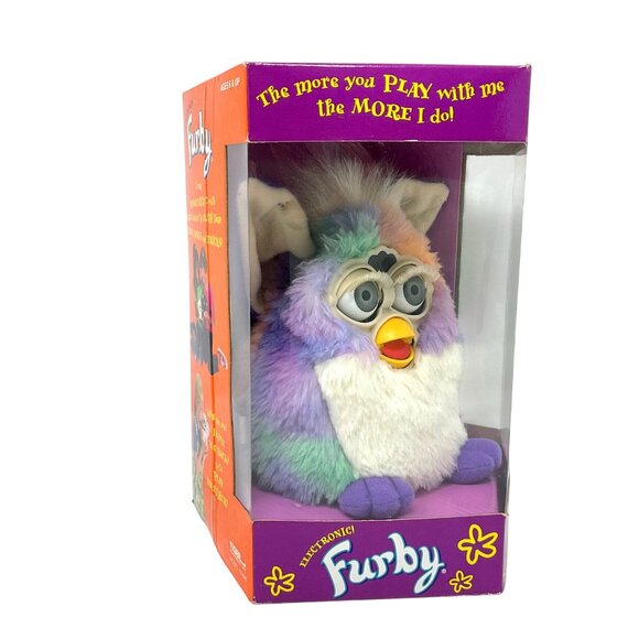 Furby Tie Dye Pastel Rainbow Gray Eyes 1999 Vintage Original Factory Sealed - Picture 2 of 8